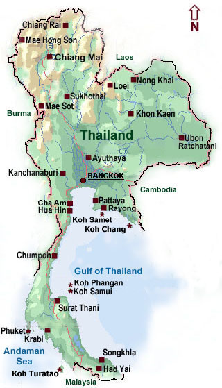 Kort over THAILAND